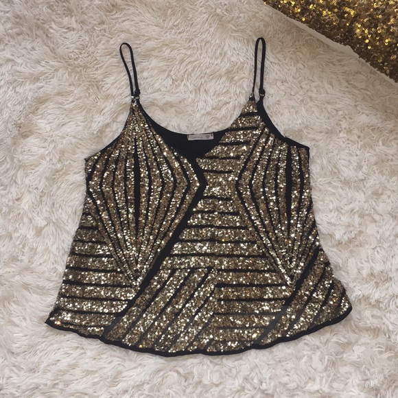 Soprano Tops - Soprano Gold Sequins Tank Top